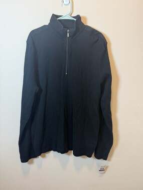 Michael Michael Kors Men's Black Quarter-Zip Waffle Knit Sweater XXL